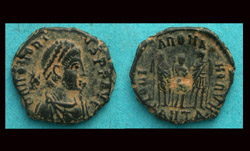 Honorius, Æ4, 3 Emperors reverse, Antioch mint